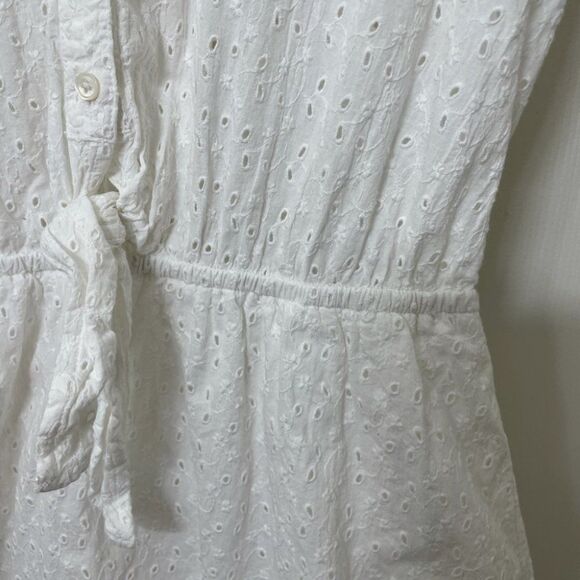 J. Crew Mercantile White Cotton Eyelet Tie Front Dress size XS - Picture 7 of 14